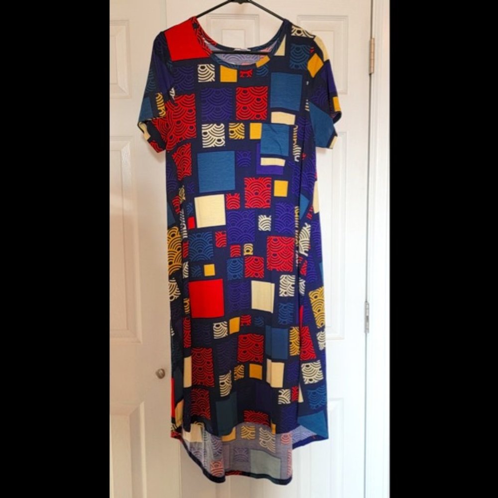 LulaRoe L Carly Dress - Bold Multi-Colored
